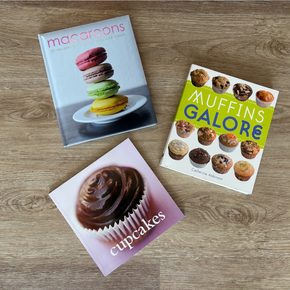 3 Baking Cookbooks With Recipes for Macaroons, Cupcakes, and Muffins - NEW
